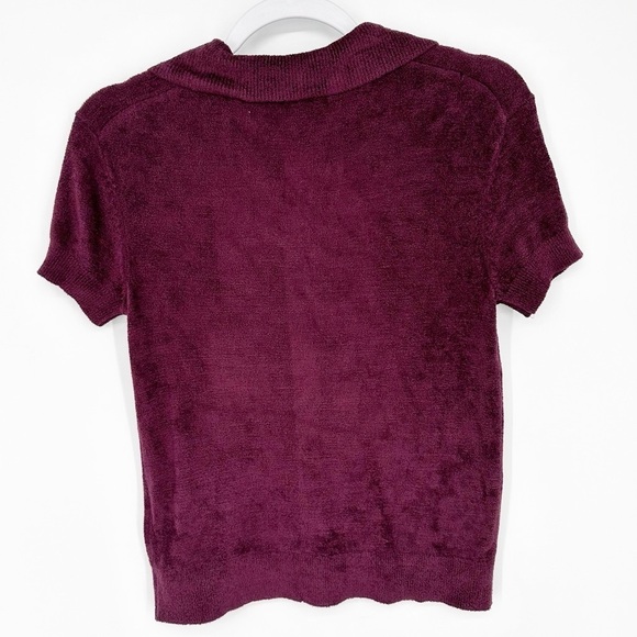 Urban Outfitters UO Adeline V-Neck Short Sleeve Cardigan Plum Purple Size XS - Picture 3 of 6